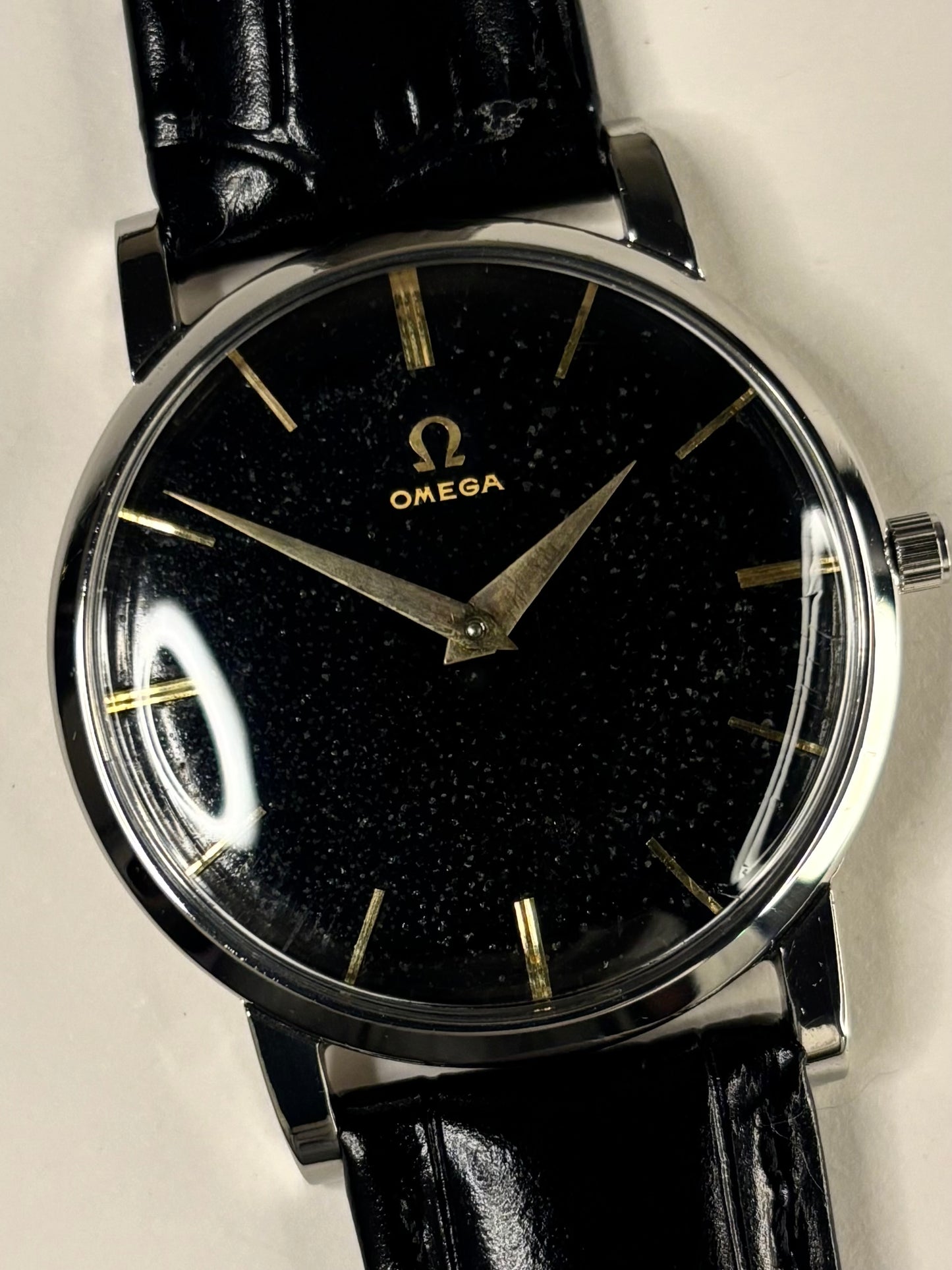 OMEGA Vintage *RARE* 1950’s Men’s Manual Black Dial Silver Dress Watch - 14371