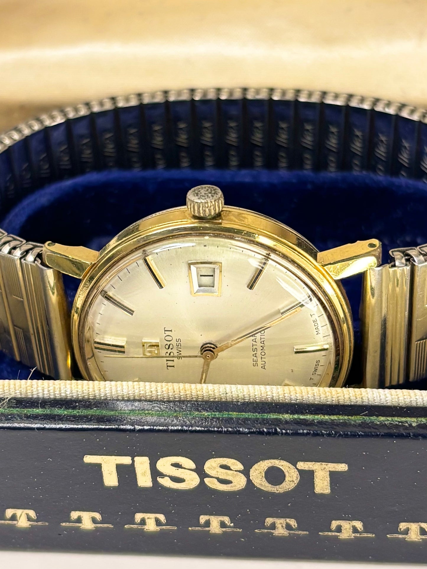 TISSOT Seastar *+BOX* Vintage 1960’s Men’s Automatic Date Gold Watch