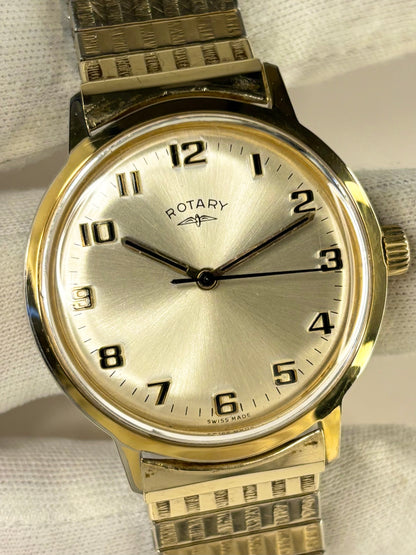 ROTARY Vintage 1980’s *+BOX&PAPERS* Men’s Manual Gold Dress Watch