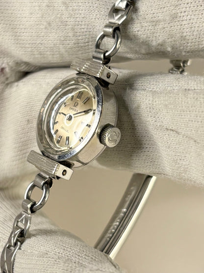 OMEGA De Ville Ladies Vintage 1960’s Manual Diamond Bezel Silver Cocktail Watch