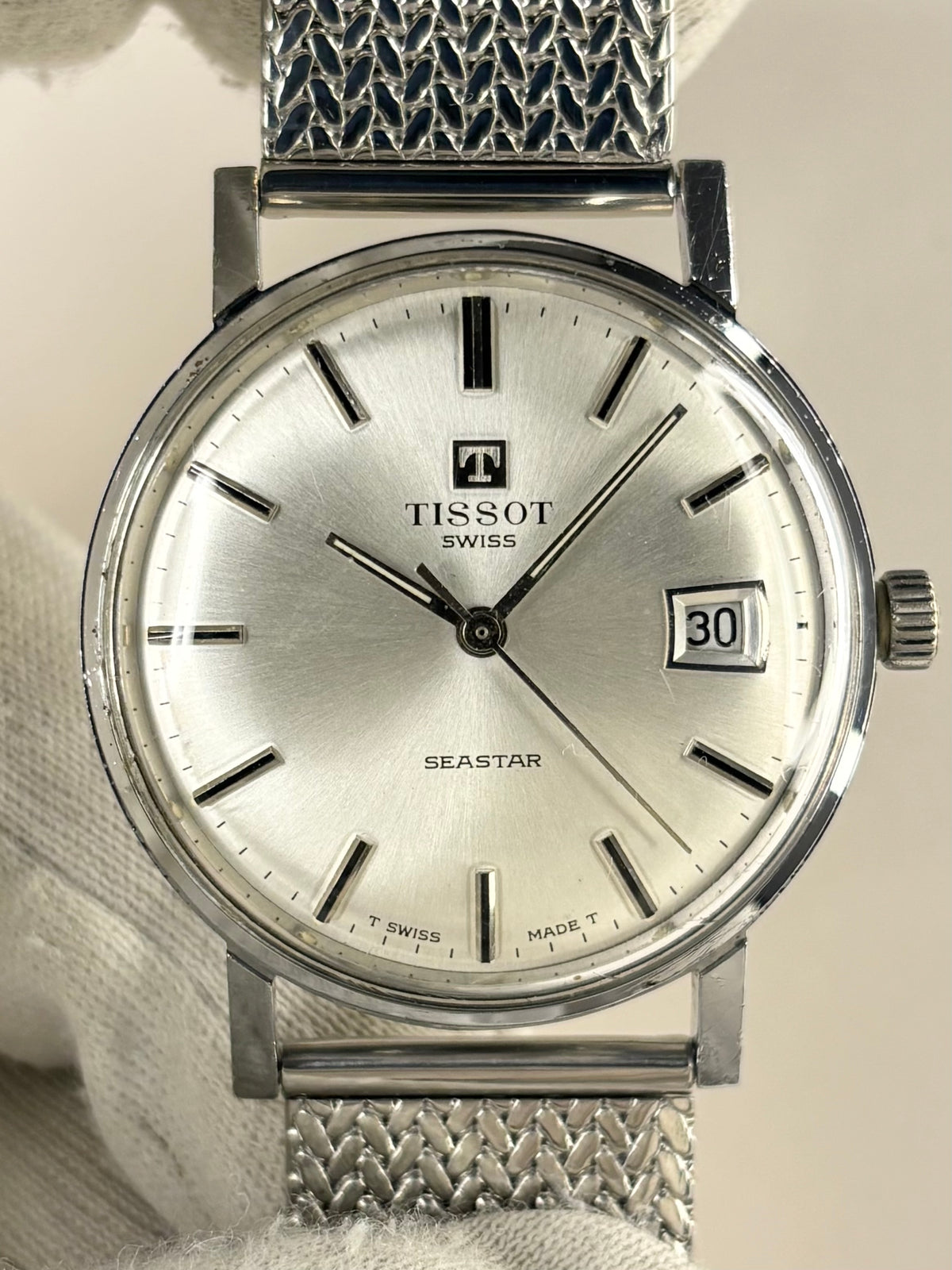 TISSOT Seastar Vintage 1970’s *+BOX&PAPERS* Men’s Manual Date Silver Watch