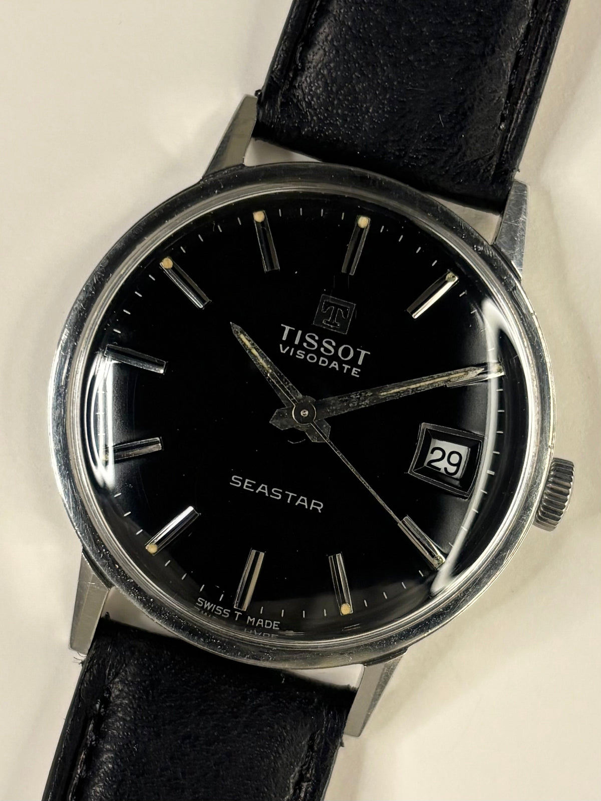 TISSOT Seastar Vintage 1960’s Men’s Black Dial Manual Silver Dress Watch
