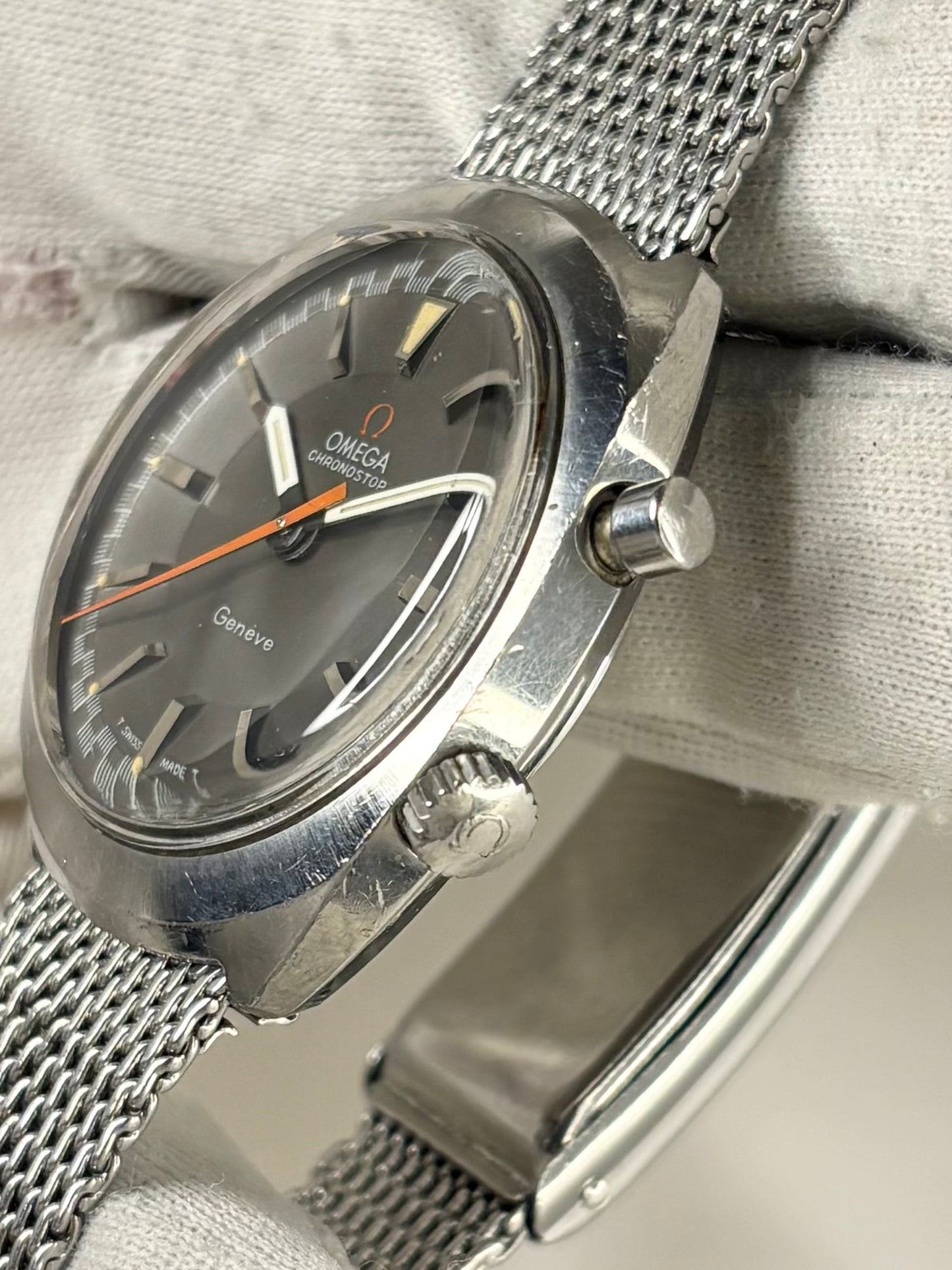 OMEGA Geneve Chronostop *+BOX* Vintage 1960’s Men’s Manual Silver Watch - 145.009