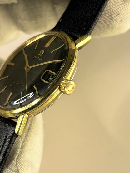 OMEGA Geneve Vintage 1960’s Men’s Black Dial Manual Date Gold Dress Watch - 132.019