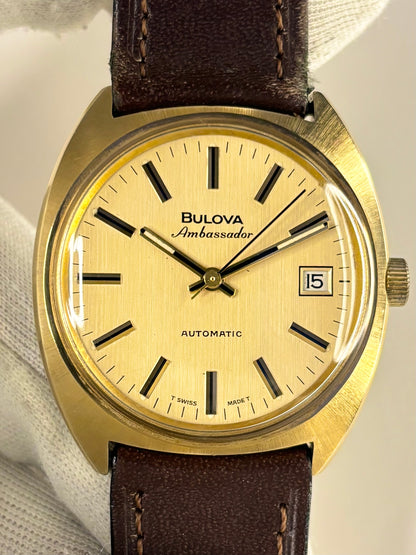 BULOVA Ambassador Vintage 1970’s Men’s Automatic Date Gold Dress Watch