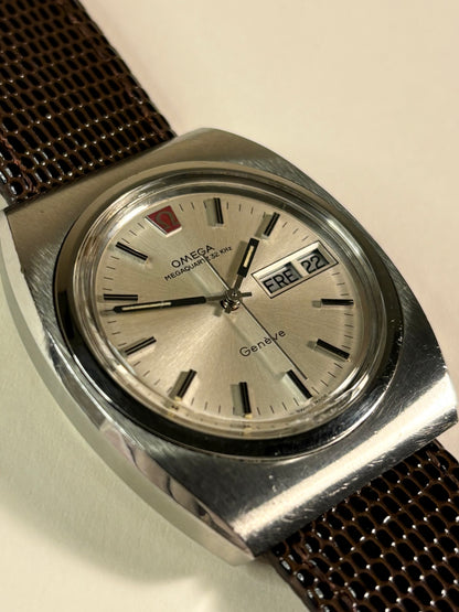 Omega Genève Ref. 1310 1975 men’s vintage timekeeper powered by 32KHz MegaQuartz movement for accuracy