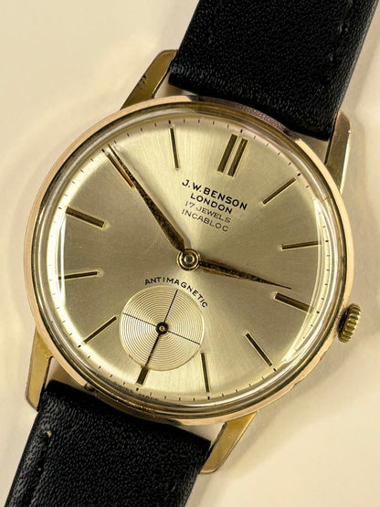 J W BENSON Vintage 1960’s Men’s Manual Sub-Seconds Gold Dress Watch