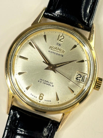 ROAMER Rotodate Vintage 1970’s Men’s Automatic Date Gold Dress Watch