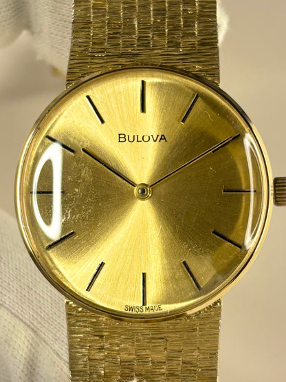 BULOVA Vintage 1970’s Men’s Manual Integrated Gold Bark Effect Dress Watch