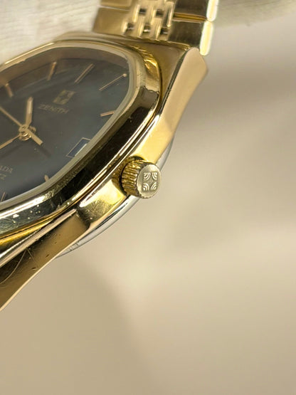 Side view of Zenith quartz movement men’s watch, gold-plated case, ref. 27 0050 425, 36mm