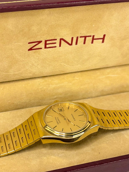Vintage Zenith quartz timepiece – c.1983 ladies' gold-plated dress watch with gold-toned dial, in great condition with only minor age-appropriate marks, complete with original box.