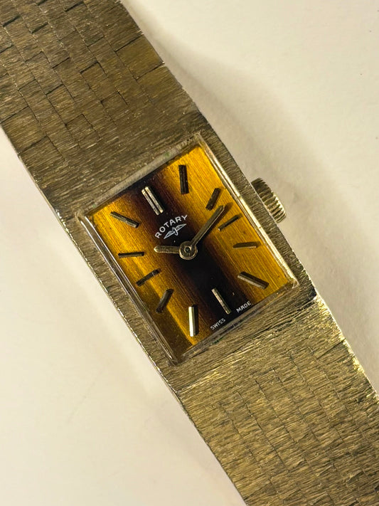 ROTARY Ladies *RARE* ‘Tigers Eye’ Vintage 1970’s Manual Gold Watch - 931
