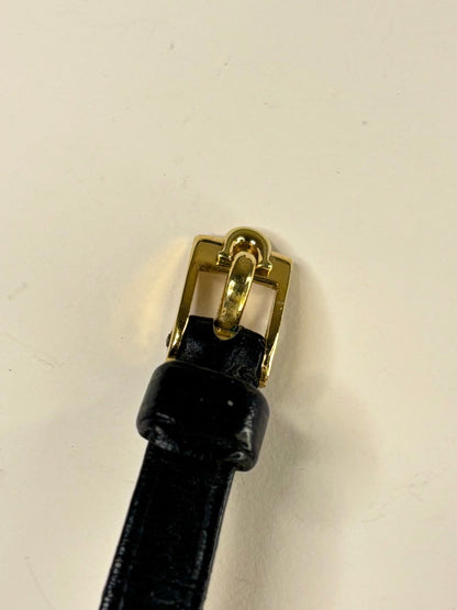 Omega 1967 vintage ladies’ timepiece 18ct solid gold leather strap black and gold 
