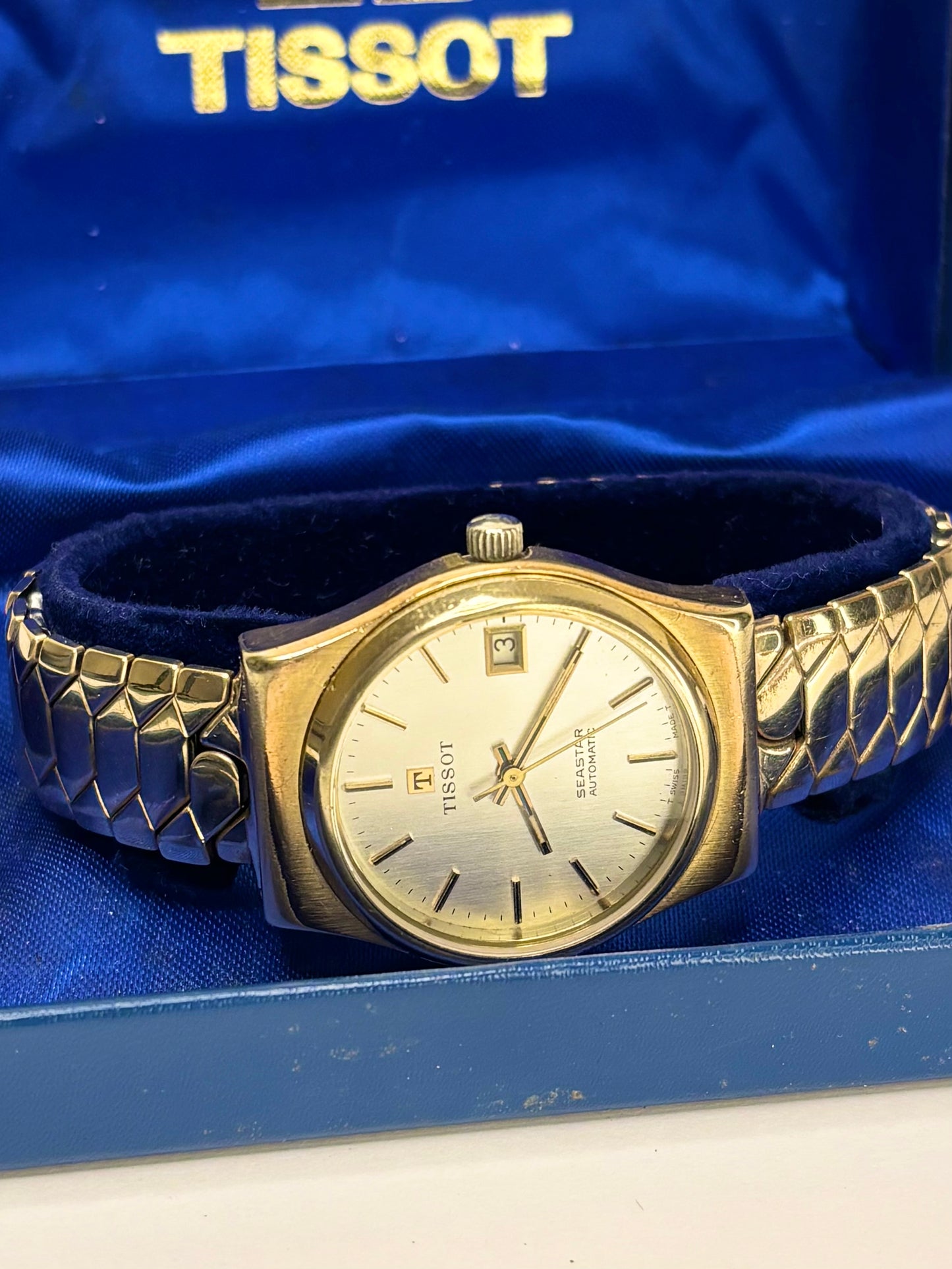 TISSOT Seastar Vintage 1980’s *+BOX&PAPERS* Men’s Automatic Date Gold Watch