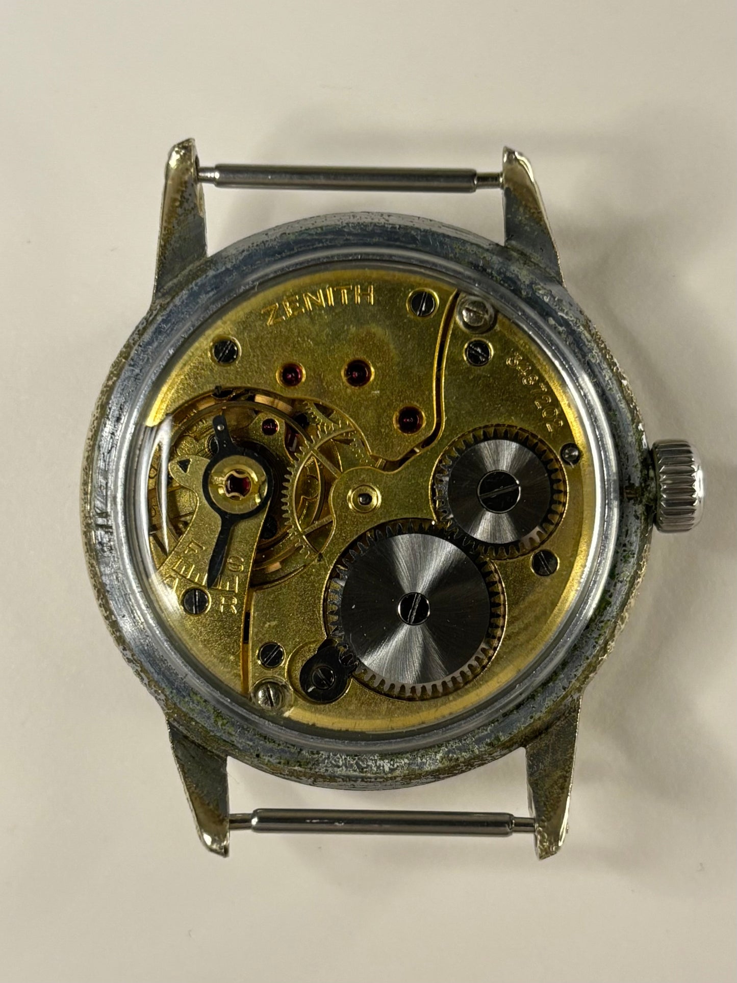 ZENITH Sporto WW2 Doctors Vintage 1940’s  Men’s Manual Black Steel Watch 12-4-P