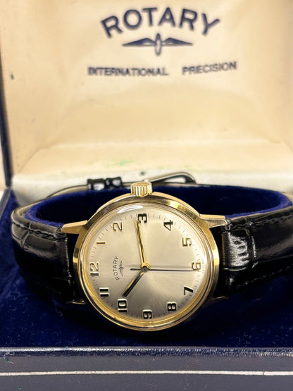 Premium vintage Rotary dress watch c.1978 with manual movement, gold-plated case, classic white dial, a luxury handmade Swiss timepiece and accurate timekeeper