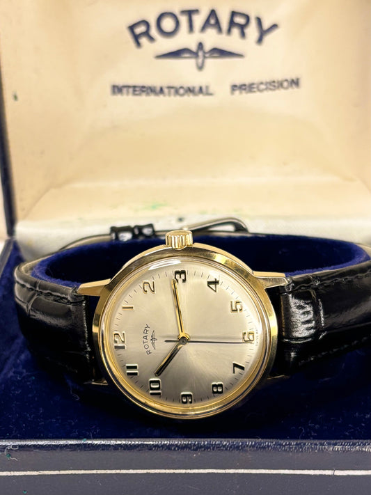 Premium vintage Rotary dress watch c.1978 with manual movement, gold-plated case, classic white dial, a luxury handmade Swiss timepiece and accurate timekeeper