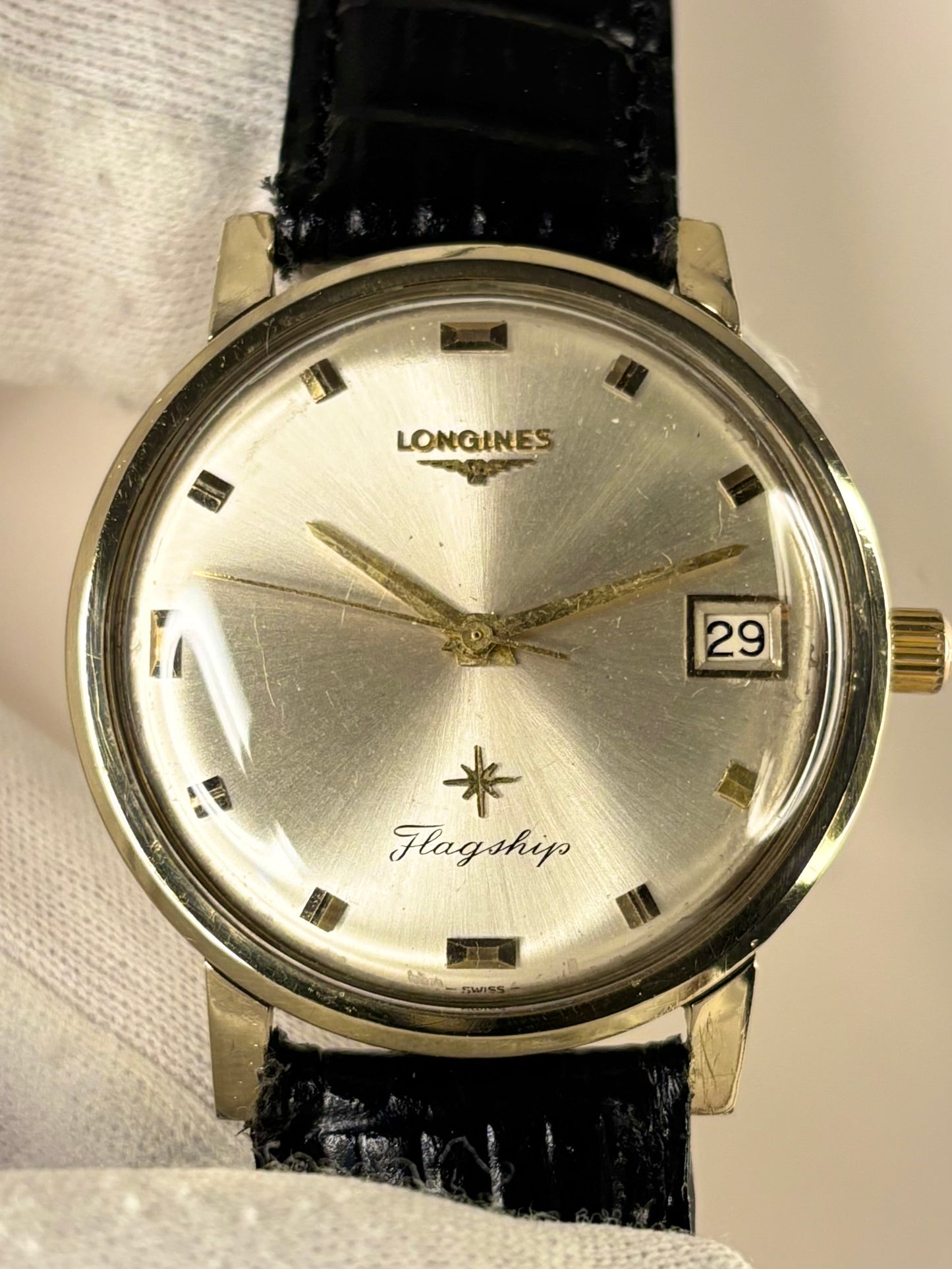 Longines Flagship 10K Gold Filled Vintage 1960’s Men’s Date Gold Dress Watch