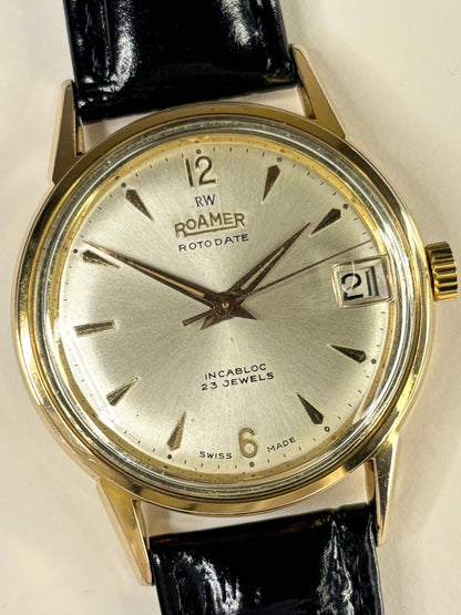 ROAMER Rotodate Vintage 1970’s Men’s Automatic Date Gold Dress Watch