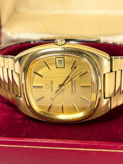 OMEGA Seamaster *+BOX* Vintage 1970’s Men’s Automatic Day Date Gold Watch - 166.0207