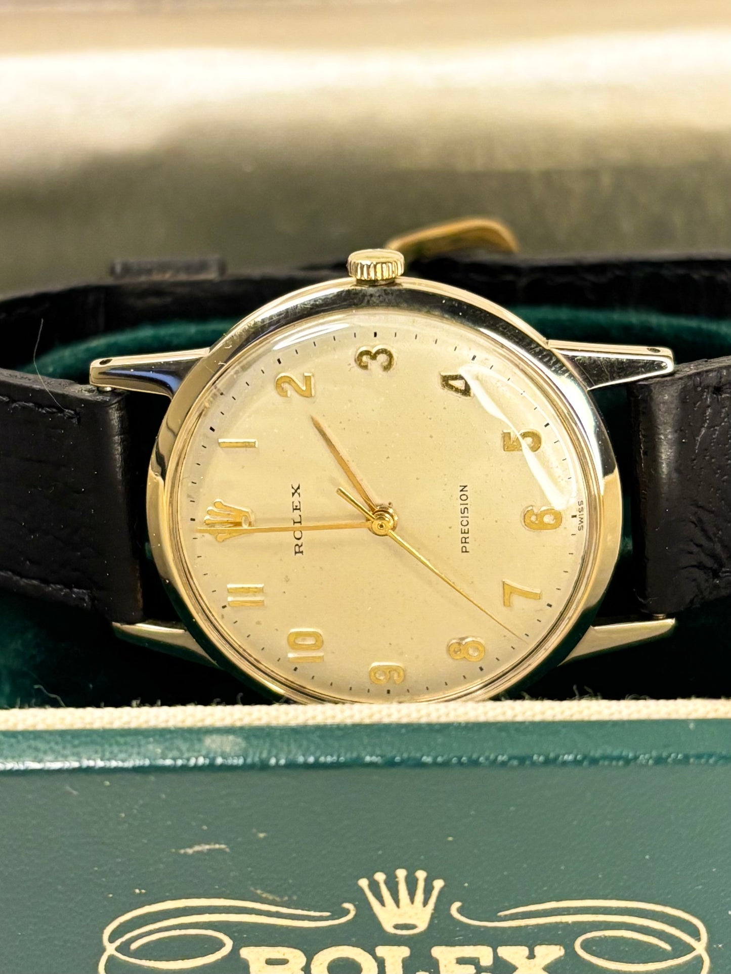 ROLEX Precision 9ct Gold *+BOX* Vintage 1950’s Men’s Manual Dress Watch - 12865