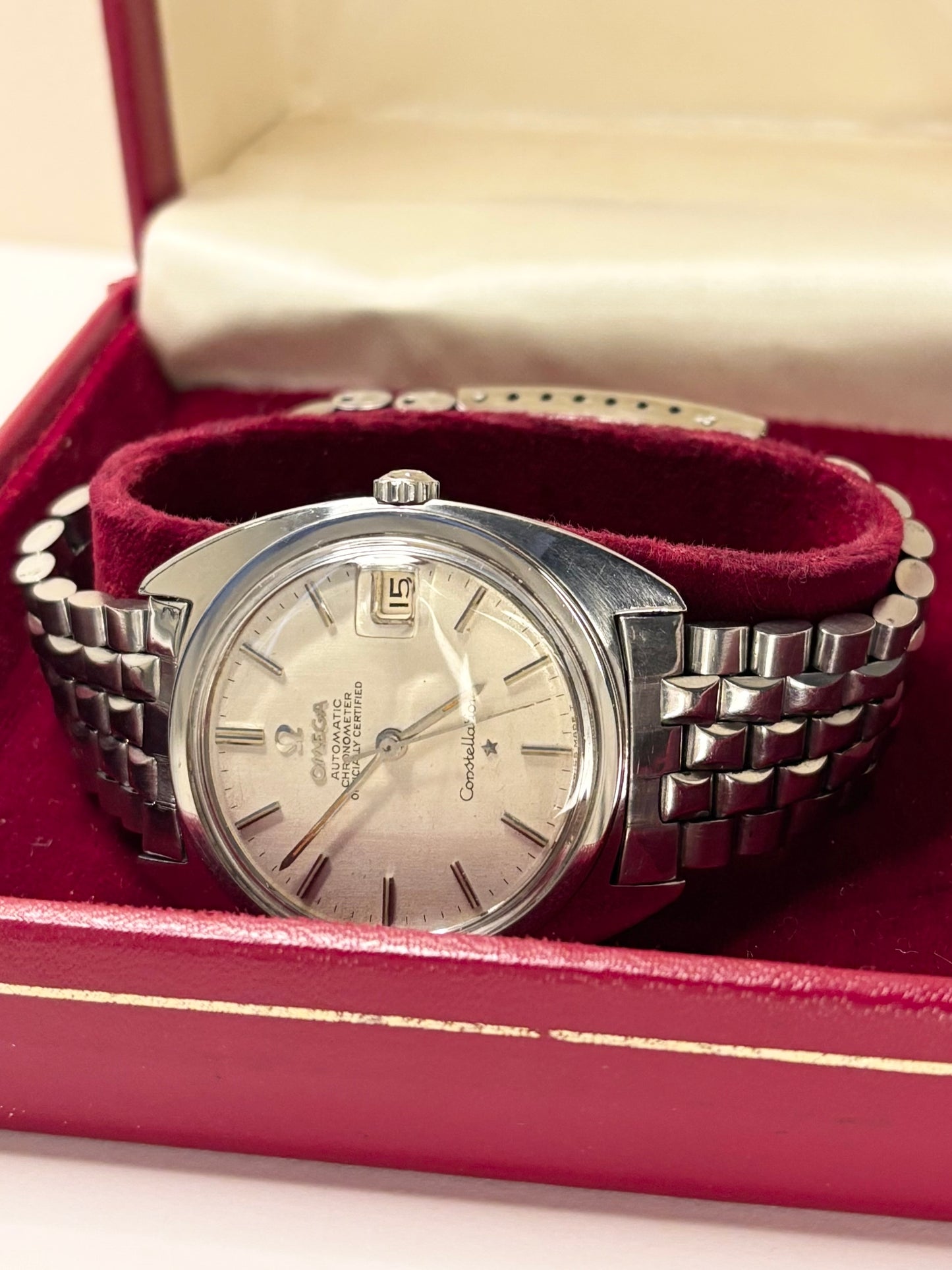 OMEGA Constellation *+BOX* Vintage 1960’s Men’s Automatic Date Silver Watch - 168.017
