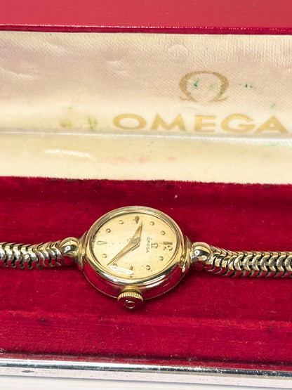 OMEGA 9ct Gold *+BOX* Ladies Vintage 1950’s Manual Cocktail Watch - 77711