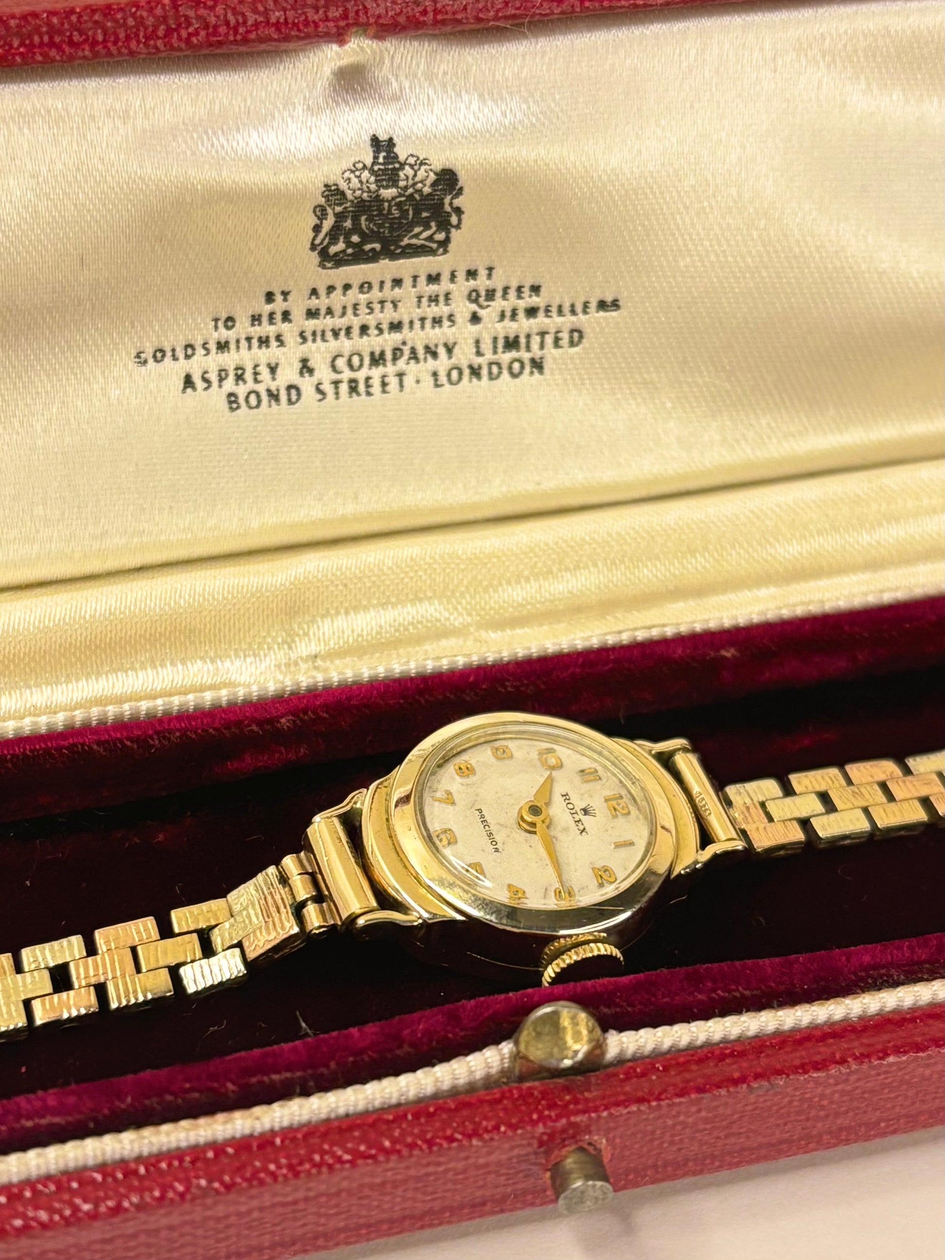 Rolex Precision ladies vintage watch 1955 9ct solid gold case and bracelet