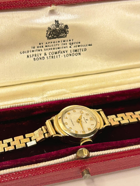 Rolex Precision ladies vintage watch 1955 9ct solid gold case and bracelet
