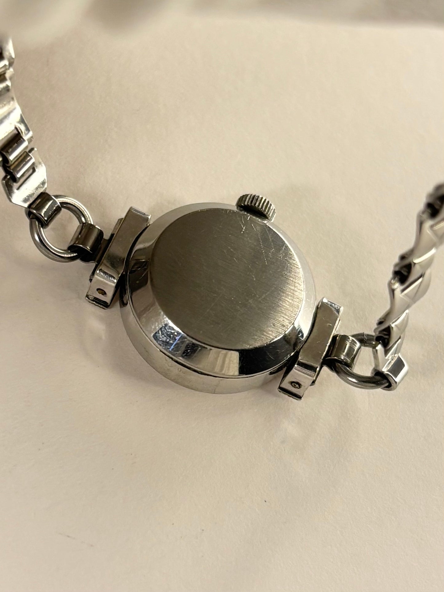 OMEGA De Ville Ladies Vintage 1960’s Manual Diamond Bezel Silver Cocktail Watch