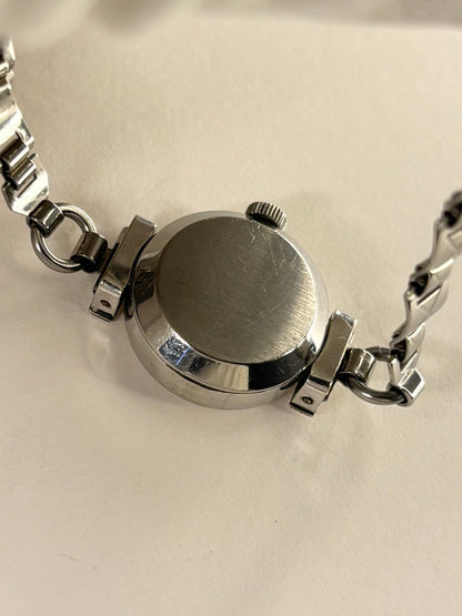 OMEGA De Ville Ladies Vintage 1960’s Manual Diamond Bezel Silver Cocktail Watch