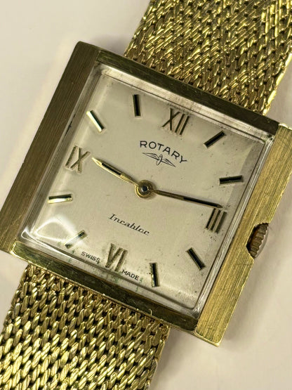 Rotary Ref. 1967 men’s 1967 dress timekeeper with gold plated case, white dial, manual movement and original box