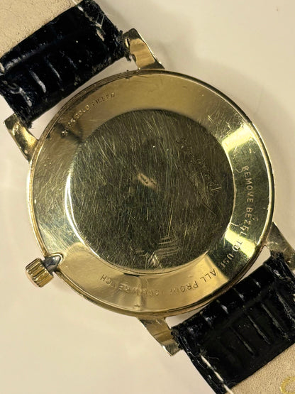 Caseback of Longines Flagship vintage 1966 gold filled manual wind men’s watch
