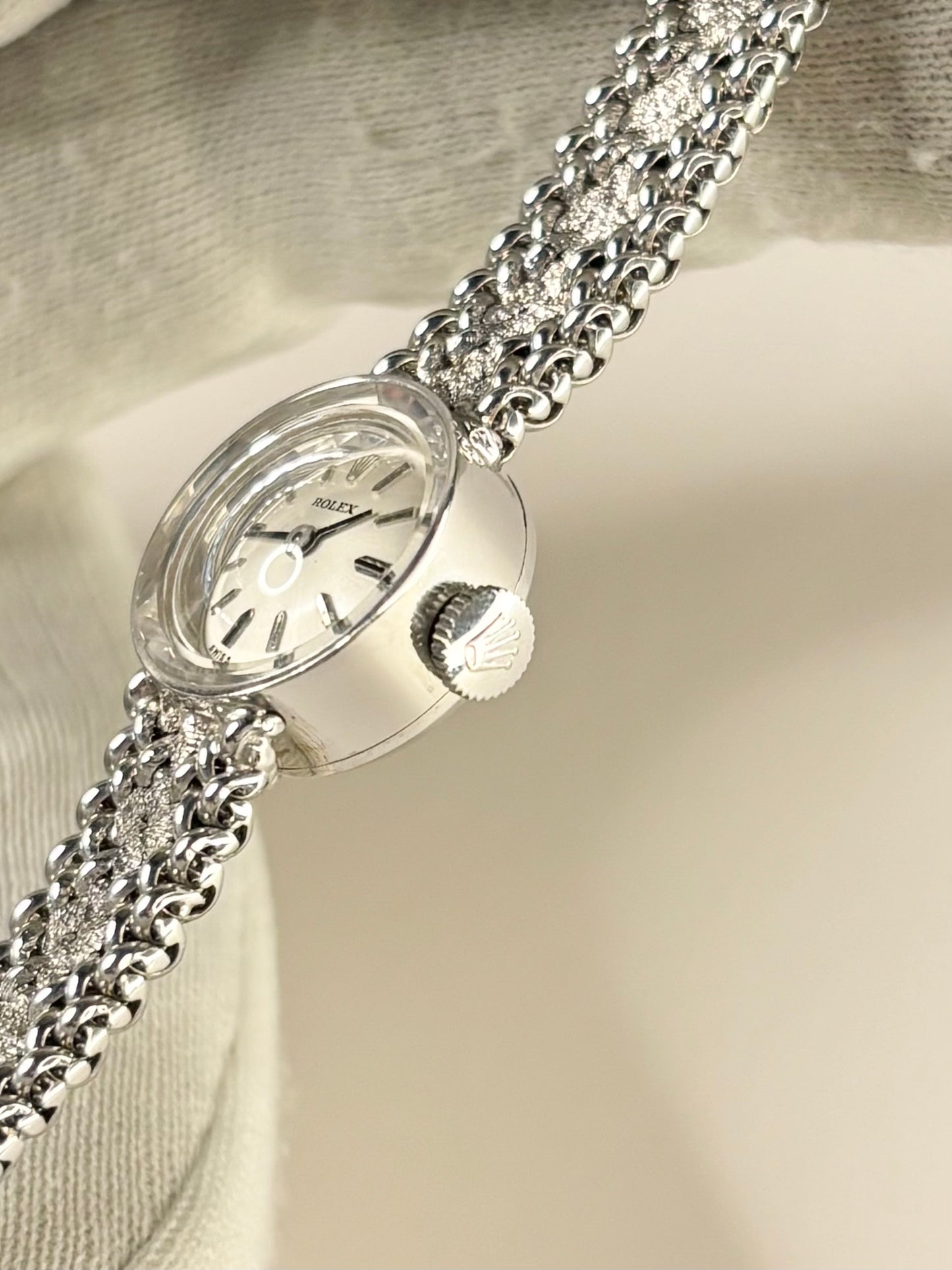ROLEX 14ct White Gold *+BOX&PAPERS* Vintage 1970’s Ladies Manual Cocktail Watch - 3271