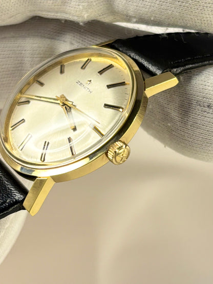 Refined Zenith 1969 men’s gold plated vintage dress timekeeper with minimalist Swiss styling
