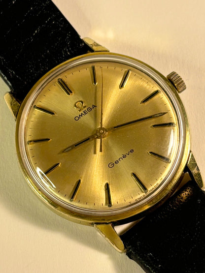 Omega Genève Ref. 601 1968 men’s dress timekeeper with 20 micron gold plating, near mint dial and manual movement