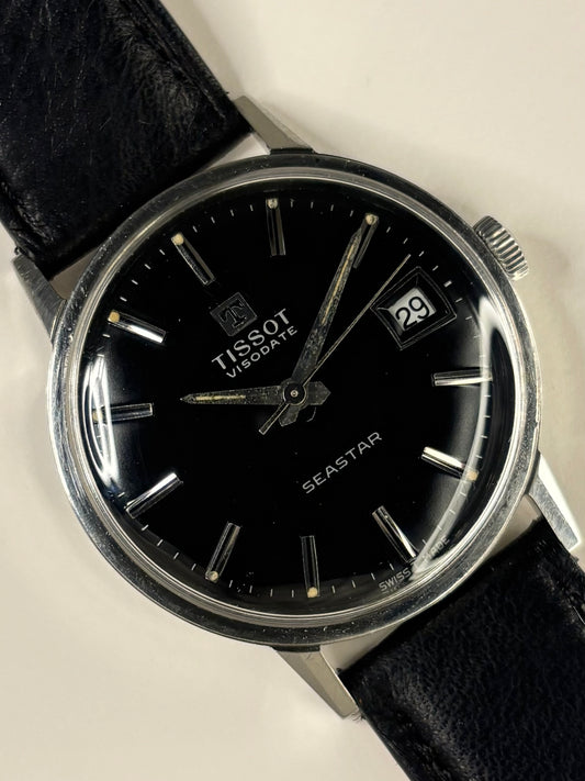TISSOT Seastar Vintage 1960’s Men’s Black Dial Manual Silver Dress Watch