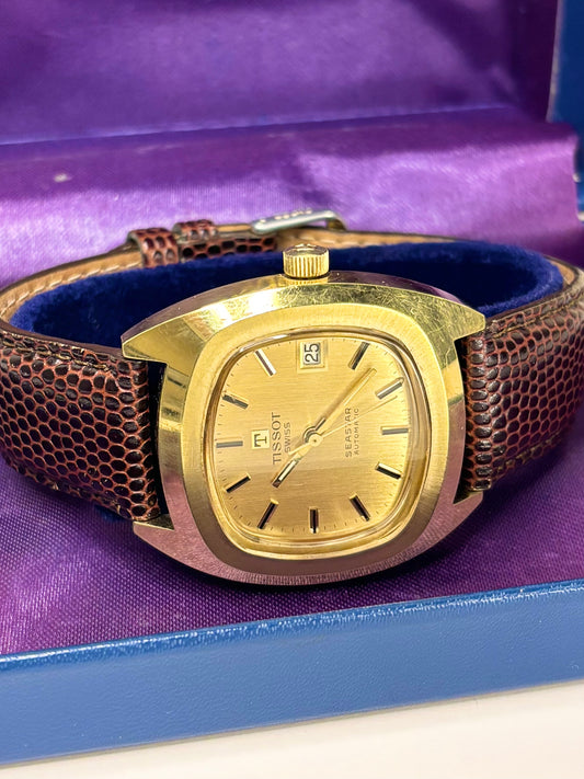 TISSOT Seastar Vintage 1970’s *+BOX* Men’s Automatic Date Gold Dress Watch