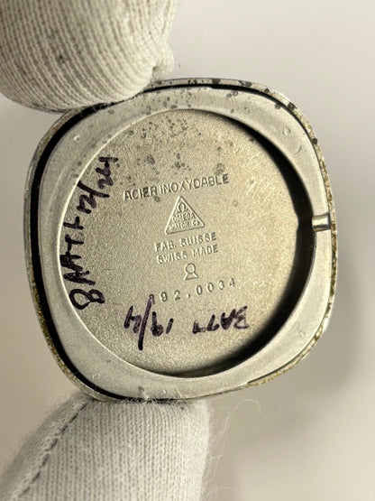 Caseback of Omega 192.0034 men’s vintage watch, stainless steel, c.1976