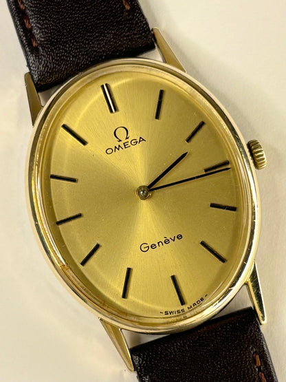 Collectible Omega Genève Ref. 511.416 1972 unisex dress timekeeper featuring sunburst dial and vintage Swiss craftsmanship