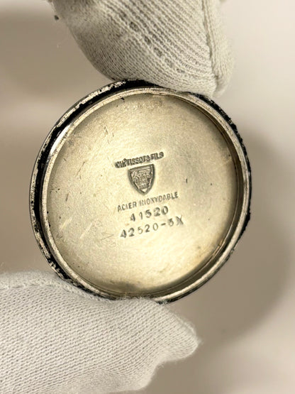 Tissot Seastar Ref. 41520 stainless steel 1971 men’s vintage timekeeper caseback view with hallmark details