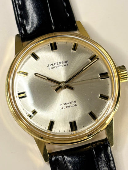 J.W. Benson 1969 men’s vintage timepiece gold plated box and papers