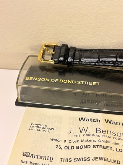 J.W. Benson 1969 men’s vintage timepiece gold plated box and papers