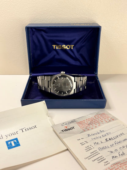 Tissot PR516 Vintage 1970’s *BOX & PAPERS* Men’s Grey Dial Automatic Date Silver Watch - 44630 - Cal. 784