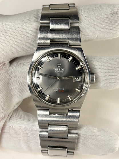 Tissot PR516 Vintage 1970’s *BOX & PAPERS* Men’s Grey Dial Automatic Date Silver Watch - 44630 - Cal. 784