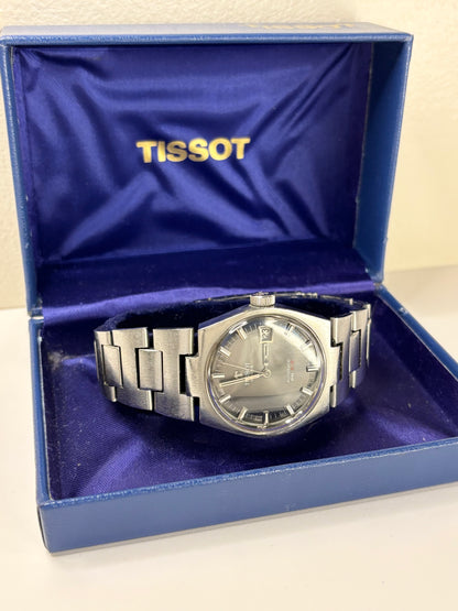 Tissot PR516 Vintage 1970’s *BOX & PAPERS* Men’s Grey Dial Automatic Date Silver Watch - 44630 - Cal. 784