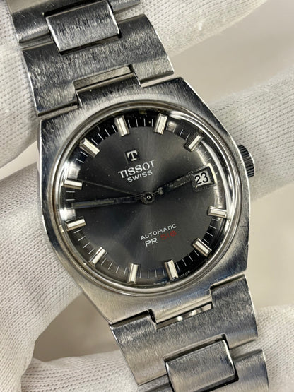 Tissot PR516 Vintage 1970’s *BOX & PAPERS* Men’s Grey Dial Automatic Date Silver Watch - 44630 - Cal. 784