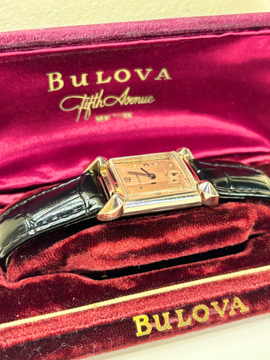 Bulova 14K Gold Filled *BOXED* Vintage 1950’s Men’s Manual Sub-Seconds Tank Watch - 7AK