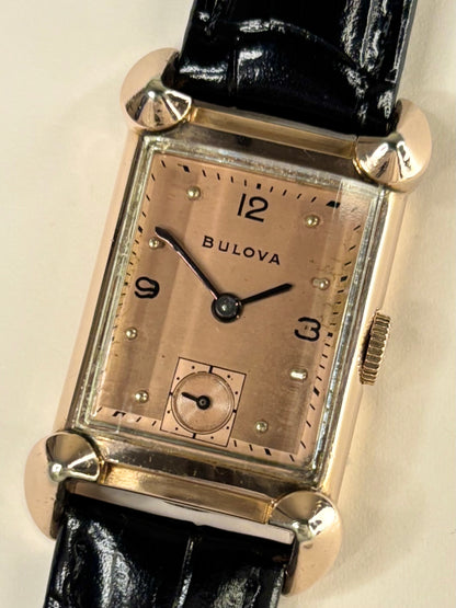 Bulova 14K Gold Filled *BOXED* Vintage 1950’s Men’s Manual Sub-Seconds Tank Watch - 7AK