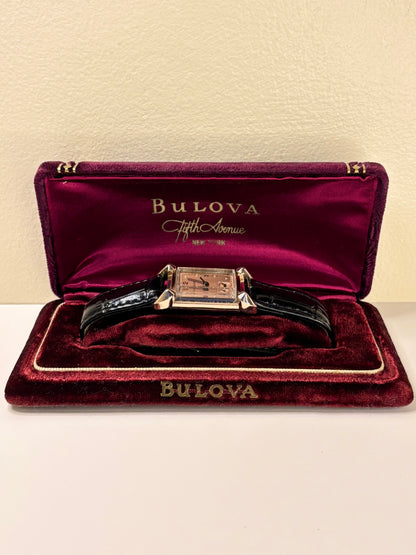 Bulova 14K Gold Filled *BOXED* Vintage 1950’s Men’s Manual Sub-Seconds Tank Watch - 7AK